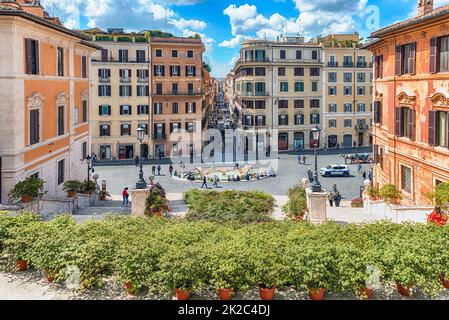 Vista panoramica di Piazza di Spagna a Roma Foto Stock