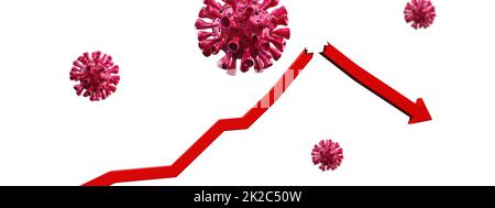 Crisi del Covid e il crollo dei mercati, ricadute economiche. illustrazione 3d Foto Stock