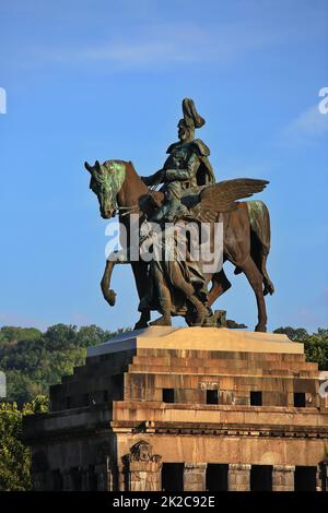 Deutsches Eck la confluenza dei fiumi Reno e Mosella Foto Stock