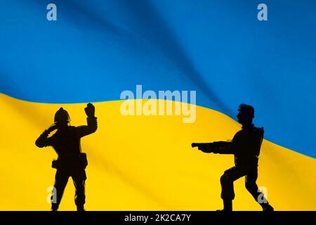 Il concetto di guerra tra Ukrain e Russia Foto Stock