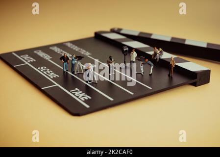 L'equipaggio di film spara scena del crimine Foto Stock