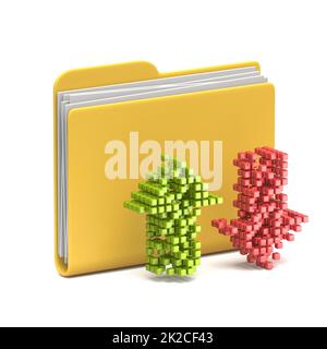 Icona cartella gialla freccia di caricamento e download 3D Foto Stock