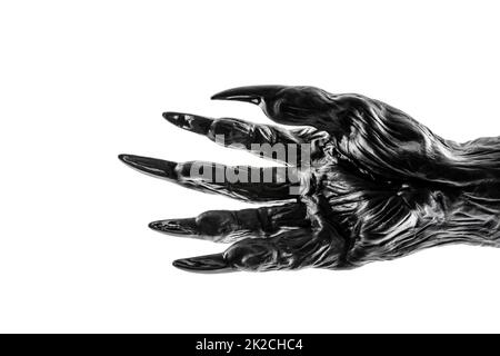 Mano mostro creepy isolato su sfondo bianco con tracciato di ritaglio Foto Stock