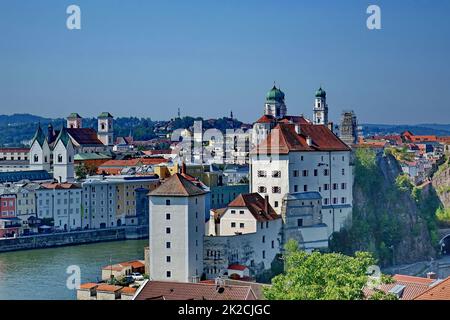 Baviera, bassa Baviera, Passau, Città dei tre fiumi, teste Niederhaus, Danubio, geografia, turismo Foto Stock