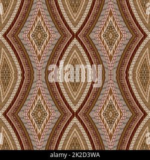 Motivo decorativo geometrico senza cuciture con motivi etnici marroni Foto Stock
