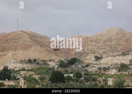 Funivia per il Monte della tentazione a Gerico. Palestina. Israele Foto Stock