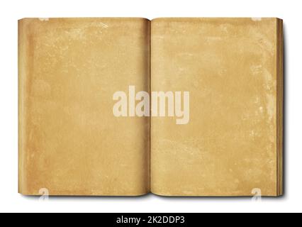 Vintage libro aperto isolata su sfondo bianco Foto Stock