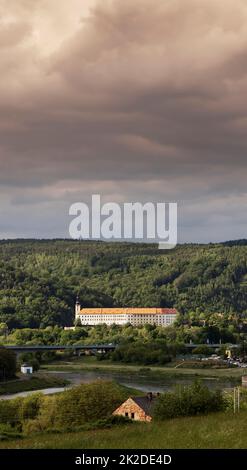 Decin castello nella Boemia settentrionale, Repubblica Ceca Foto Stock