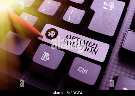 Ispirazione che mostra il segno Ottimizza soluzione. Approccio aziendale processo di individuazione del maggior valore della soluzione Fixin G Coding String Arrangement, digitando Program Glitch Fix Codes Foto Stock