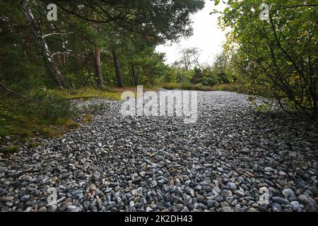 Brughiera stretta con campi di selce Foto Stock