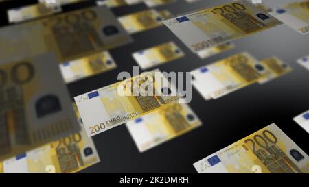 Banconote in euro che volano regolarmente nell'economia finanziaria aerea contesto concetto 3D rendering Foto Stock