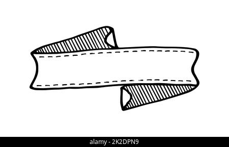 Banner in stile vintage disegnato a mano isolato su sfondo bianco Foto Stock