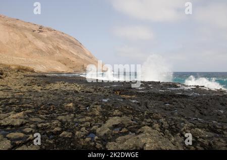 Costa orientale dell'isolotto del Montana Clara. Foto Stock