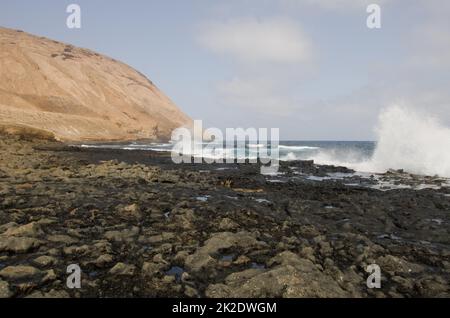 Costa orientale dell'isolotto del Montana Clara. Foto Stock