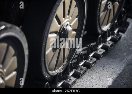 Pilastri di un carro armato militare Foto Stock