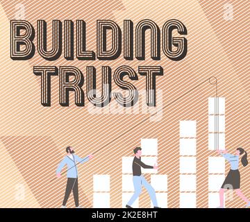 Didascalia di testo che presenta Building Trust. Attività di concetto di business di fiducia emergente tra mostrare per lavorare in modo efficace Illustrazione di partner costruire nuove idee meravigliose per il miglioramento delle competenze. Foto Stock