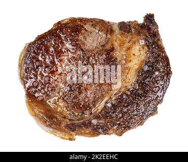 vista dall'alto della bistecca di manzo cotta Foto Stock