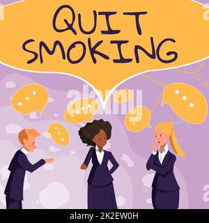 Visualizzazione concettuale Esci dal fumo. Business vetrina processo di smettere di tabacco e qualsiasi altro fumatori Illustrazione di partner costruire nuove idee meravigliose per il miglioramento delle competenze. Foto Stock