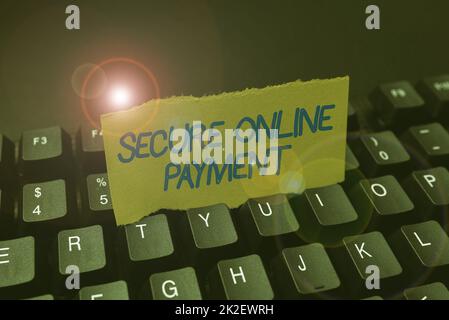 Ispirazione che mostra segno pagamento online sicuro. Concetto del Internet sistema in linea protetto dei beni e dei servizi di pagamento che generano il nuovo Cookbook in linea, battendo e ripartendo le ricette di cottura Foto Stock