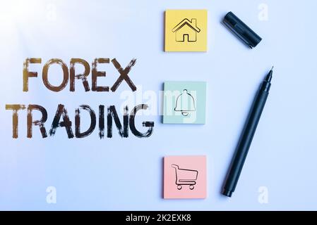 Visualizzazione concettuale Forex Trading. Business showcase scambio di valute tra due o più paesi flashy School Office forniture, Bright Teaching Learning Collezioni Foto Stock