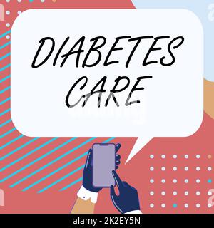 Visualizzazione concettuale cura del diabete. Business showcase Journal for the Health Care Practitioner to treat diabetes Mobile Drawing Sharing commenti positivi e Bubble discorso buono Foto Stock