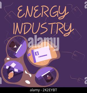 Didascalia concettuale industria energetica. Concetto che significa settori coinvolti nella produzione e nella vendita di energia colleghi che hanno Office Meeting condividere pensieri che mostrano il nuovo piano di progetto. Foto Stock