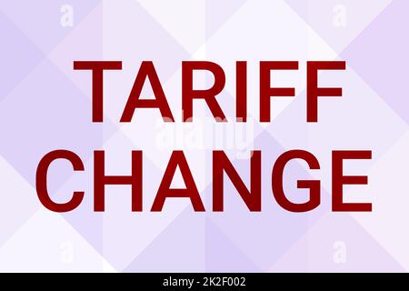 Didascalia di testo che presenta la modifica della tariffa. Foto concettuale Emendamento delle tasse di esportazione d'importazione per beni e servizi linea sfondo illustrato con varie forme e colori. Foto Stock