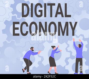 Segno di scrittura a mano Digital Economy. Word per la rete mondiale di attività economiche e tecnologie colleghi che trasportano ruote dentate organizzare nuovo flusso di lavoro realizzare lavoro di squadra. Foto Stock