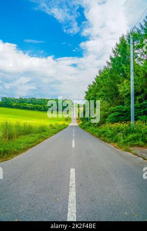 Hokkaido lunga strada e natura Foto Stock