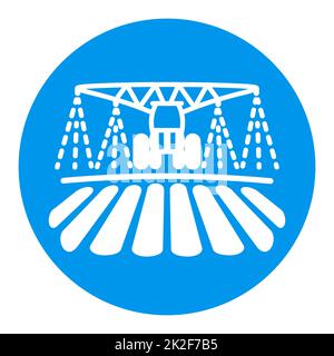 Icona del campo di irrigazione del trattore, terreno e fertilizzazione Foto Stock