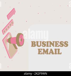 E-mail aziendale del segno di scrittura a mano. Business showcase l'e-mail che si utilizza specificamente per il vostro business Monitor Drawing con Megaphone produzione di illuminazione a messaggio . Foto Stock