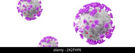 Dettaglio del virus Corona al microscopio. 3D illustrazione Foto Stock