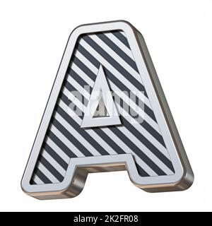 Carattere a 3D a strisce nere e in acciaio inossidabile Foto Stock