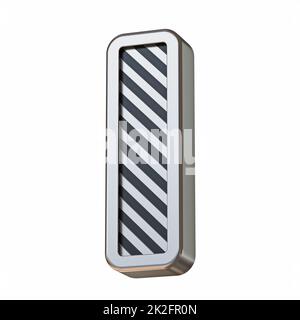 Font Letter i 3D a strisce nere e in acciaio inox Foto Stock