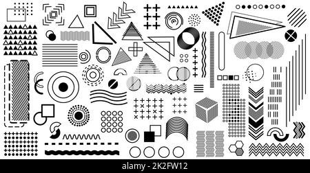 Grande insieme di diversi elementi astratti su uno sfondo bianco - Vector Foto Stock