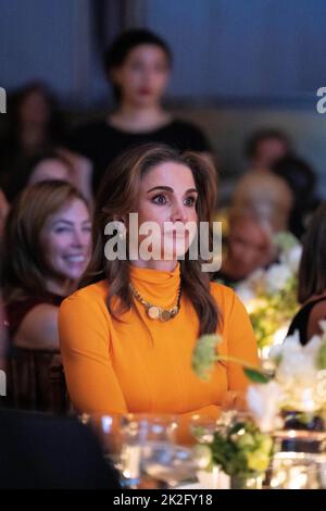 La regina Rania al Abdullah di Giordania partecipa alla cena “Caring for Women” della Fondazione Kering il 16 settembre 2022 a New York City, NY, USA. Foto di Balkis Press/ABACAPRESS.COM Foto Stock