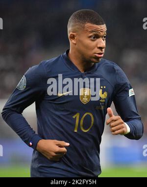 Saint Denis, Francia. 22/09/2022, Kylian Mbappe francese durante la partita della UEFA Nations League, Gruppo A1, Tour 5 tra Francia e Austria il 22 settembre 2022 a Saint-Denis, un sobborgo di Parigi, Francia. Foto di Christian Liewig/ABACAPRESS.COM Foto Stock