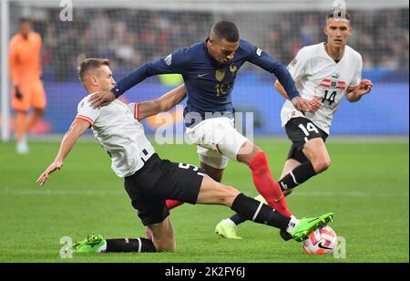 Saint Denis, Francia. 22/09/2022, Kylian Mbappe francese durante la partita della UEFA Nations League, Gruppo A1, Tour 5 tra Francia e Austria il 22 settembre 2022 a Saint-Denis, un sobborgo di Parigi, Francia. Foto di Christian Liewig/ABACAPRESS.COM Foto Stock