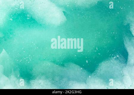 Texture di sfondo astratto con gradiente verde con schizzi bianchi. Spazio di copia per banner, design, poster, sfondo. Acquerello colorato ad alta risoluzione t Foto Stock