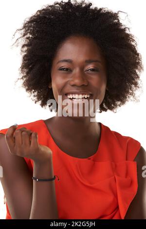 Paludi una bellezza naturale. Studio girato di una giovane donna attraente isolato su bianco. Foto Stock