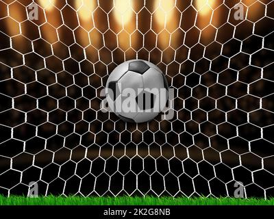 Pallone da calcio in gol Foto Stock