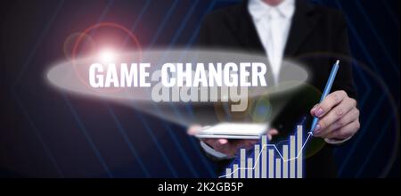 Testo che mostra ispirazione Game Changer. Foto concettuale Sport dati segnapunti Gamestreams punteggi live Team Admins Foto Stock