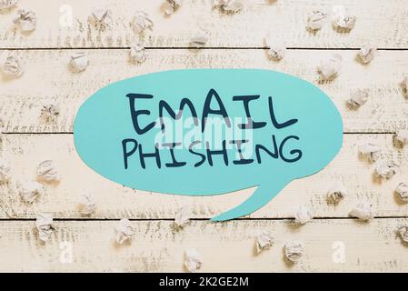 Segno che mostra Email PhishingEmail.com che può collegarsi a siti web che distribuiscono malware. E-mail di panoramica aziendale che possono collegarsi a siti Web che Foto Stock