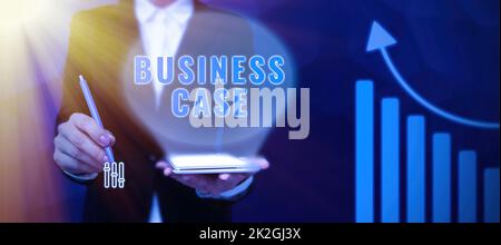 Cartello che mostra il caso aziendale. Concetto che significa proposta intraprendere presentazione verbale nuovo compito Foto Stock