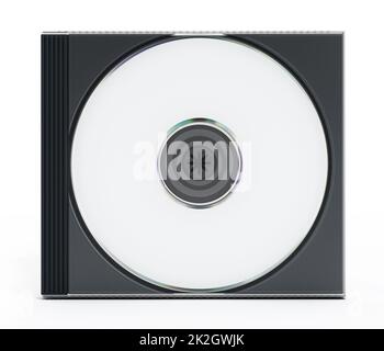 Custodia per CD o DVD con supporto vuoto isolato su sfondo bianco Foto Stock