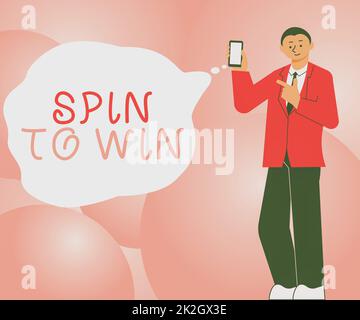 Segno di scrittura della mano gira per vincere. Vetrina di affari prova la tua fortuna Fortune Casino gioco di azzardo Lottery Games rischio Foto Stock