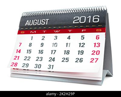 Agosto 2016 calendario desktop Foto Stock