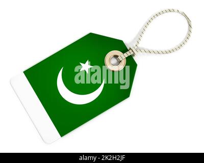 Bandiera pakistana su tag isolato Foto Stock