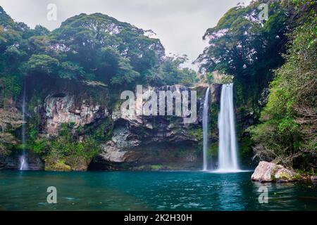 Cheonjiyeon falls, Jeju Island, Corea del Sud Foto Stock