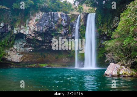 Cheonjiyeon falls, Jeju Island, Corea del Sud Foto Stock